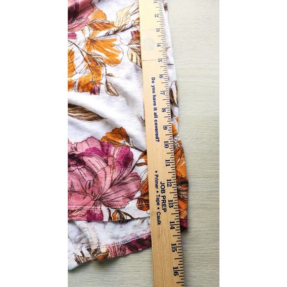 TOP/BLOUSE-NICOLE MILLER-Linen-Fall Floral Colors-Button Back-Short Sleeves-LRG - Picture 12 of 12